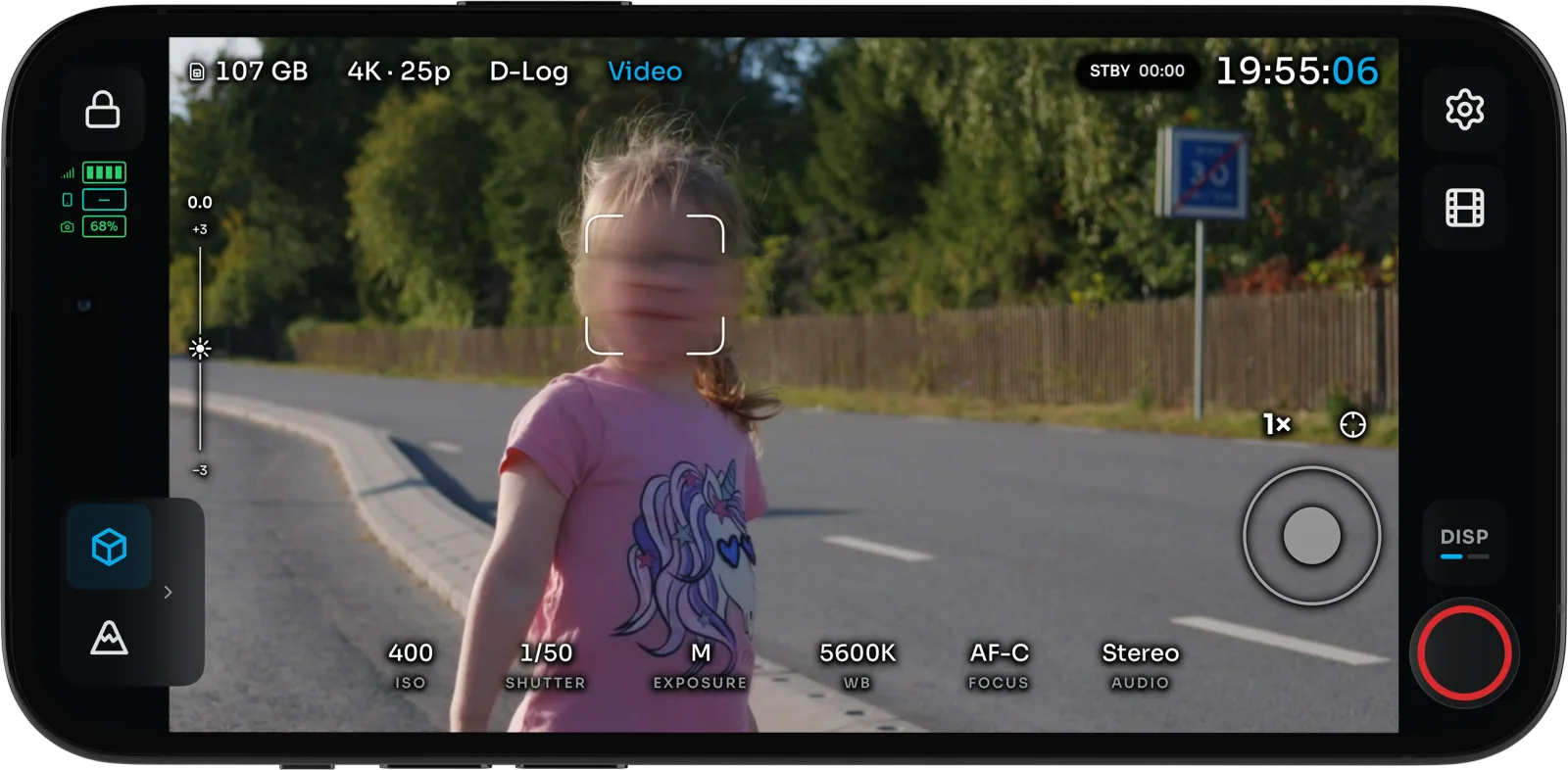 OpenPocketCine displaying face detection over Pocket 4 Pro footage